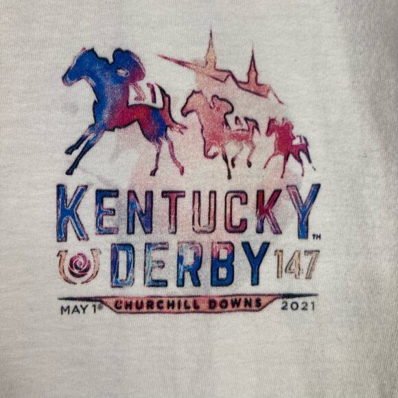 Fanatics Kentucky Derby 2021 Churchill Downs Men's White T-Shirt Size L - Picture 4 of 10